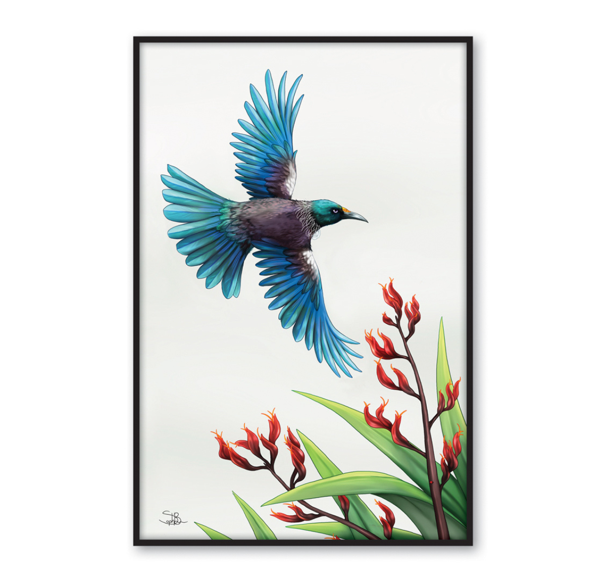 Tui In Flight Framed Canvas Wall Art Print