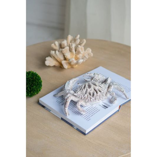 Coral Look Crab Figurine - white