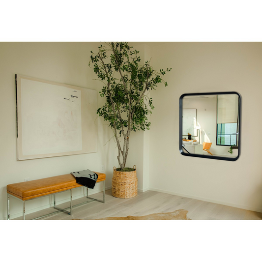 Square Framed Wall Hanging Mirror - Black Oak