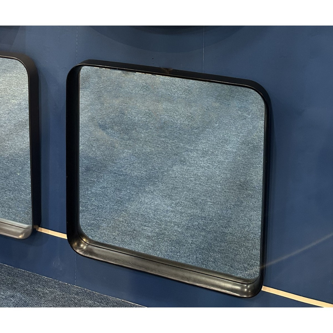 Square Framed Wall Hanging Mirror - Black Oak