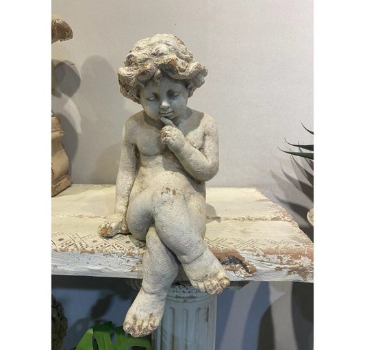 Vintage Sitting Cupid - Antique Marble