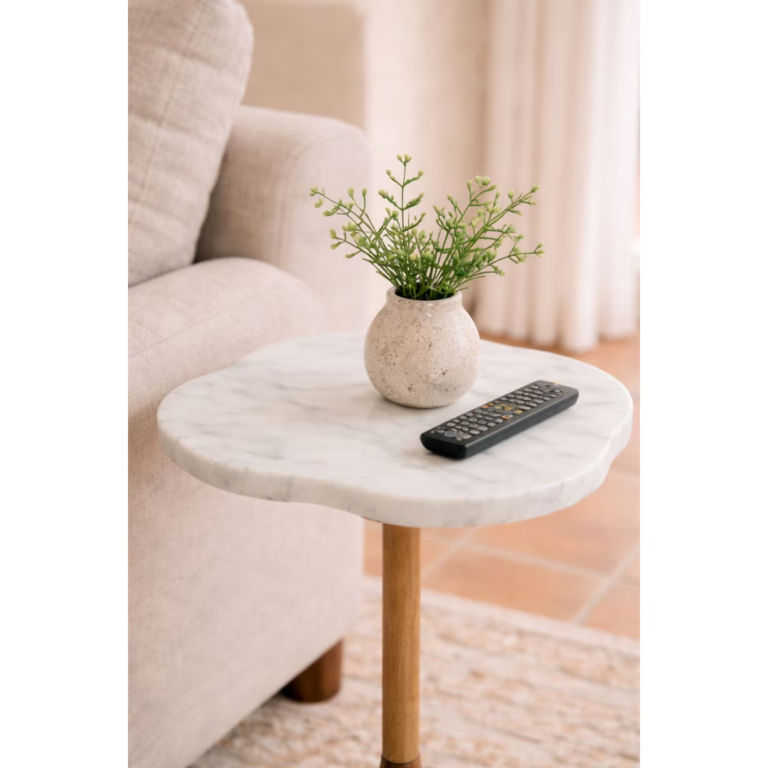 The Aurelia Marble Side Table - walnut