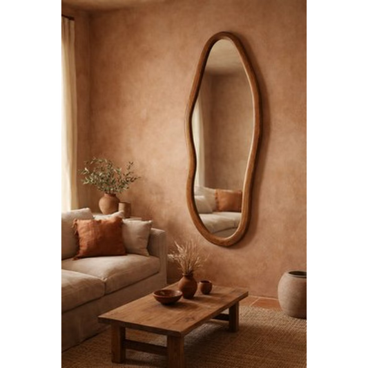 Squiggle Wall Hanging Mirror - walnut
