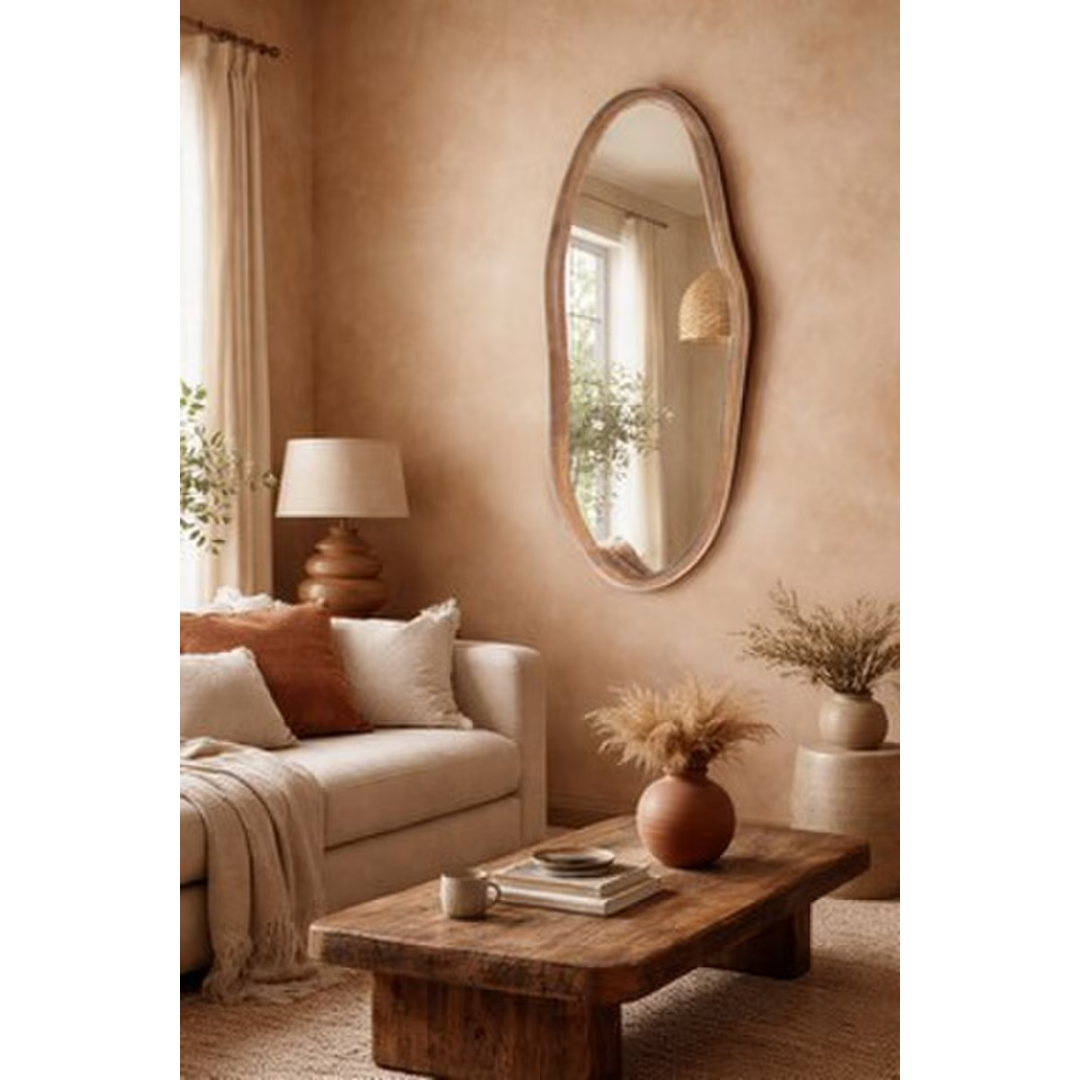 Squiggle Wall Hanging Mirror - walnut I