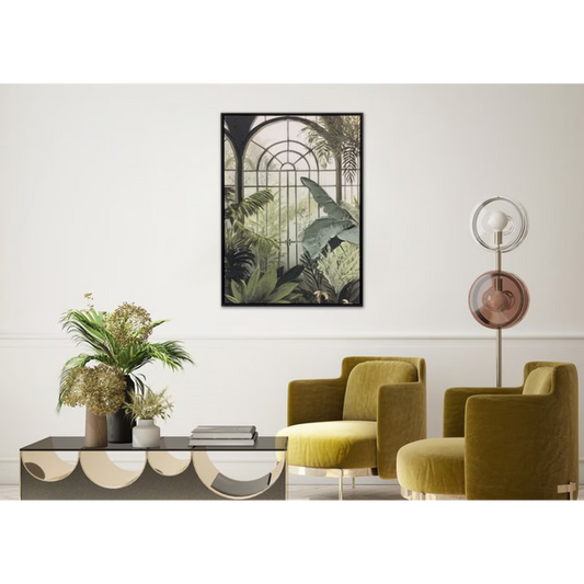 Green Window Hand-painted Framed Canvas Art