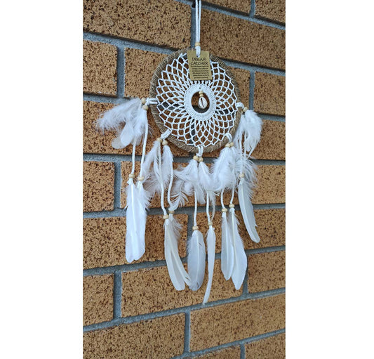 Boho Macrame Shell Dreamcatcher Wall Art - Cream