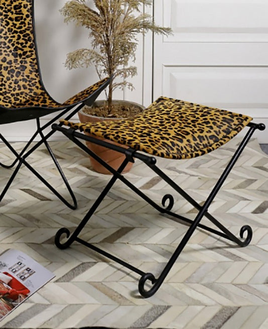 Leopard Leather Stool