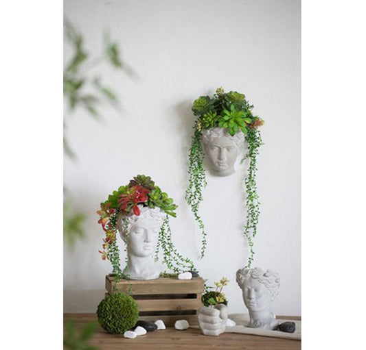 Medium Visage Head Planter/Vase - Cement | Planters | Home Decor