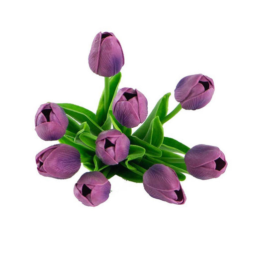 Artificial 9-Stem Purple Tulips Bunch