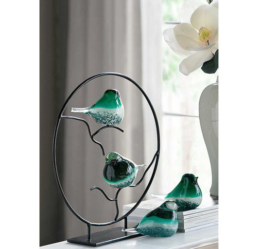 Set of Glass Birds Accent - Green | Animal Decor | Home Decor