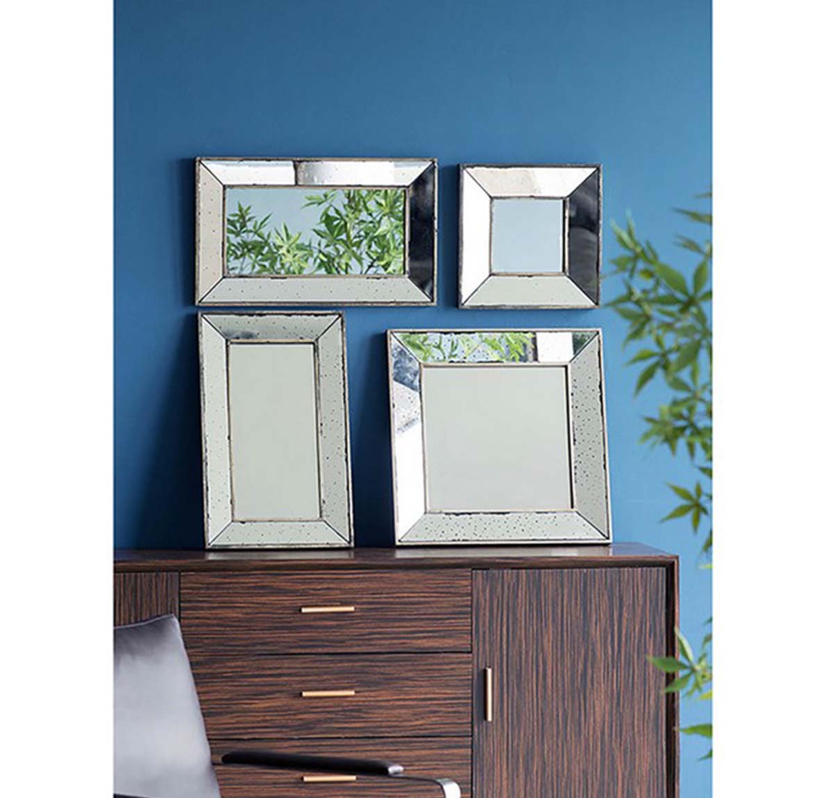 Antique Glass Style Square Wall Hanging Mirror - large