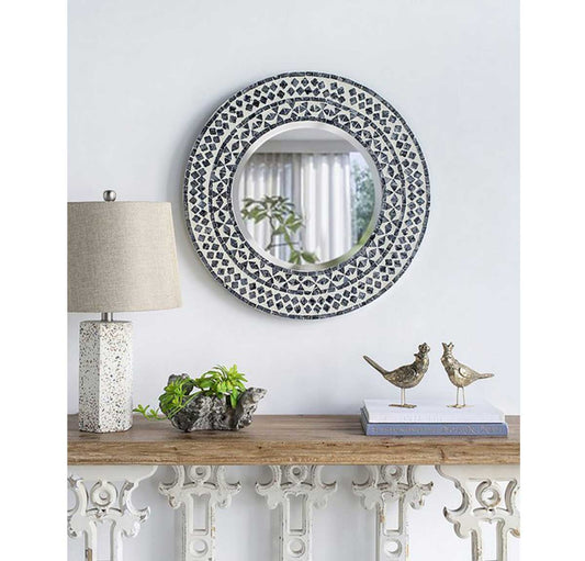 Round Capiz Framed Wall Hanging Mirror