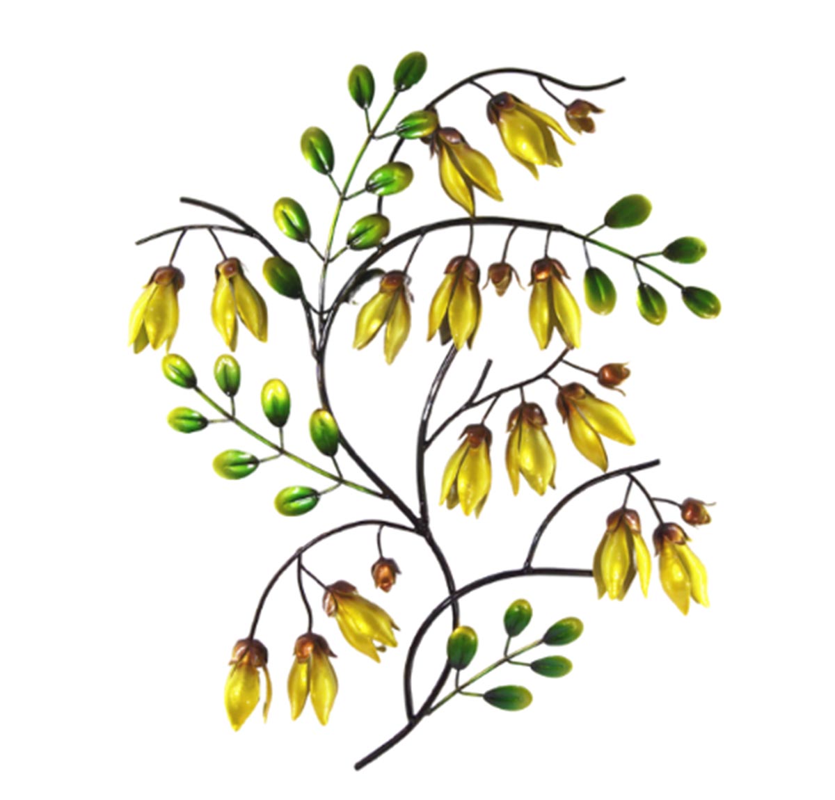 Yellow Kowhai Metal Art Wall Hanging - Yellow/Green | Home Decor