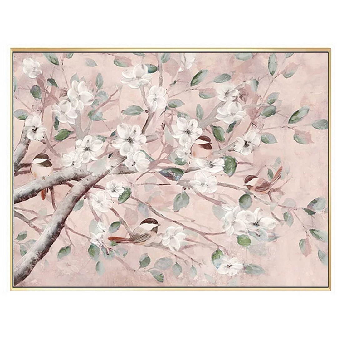 Copy of Flowers Canvas Art Painting in Gold Frame - pink