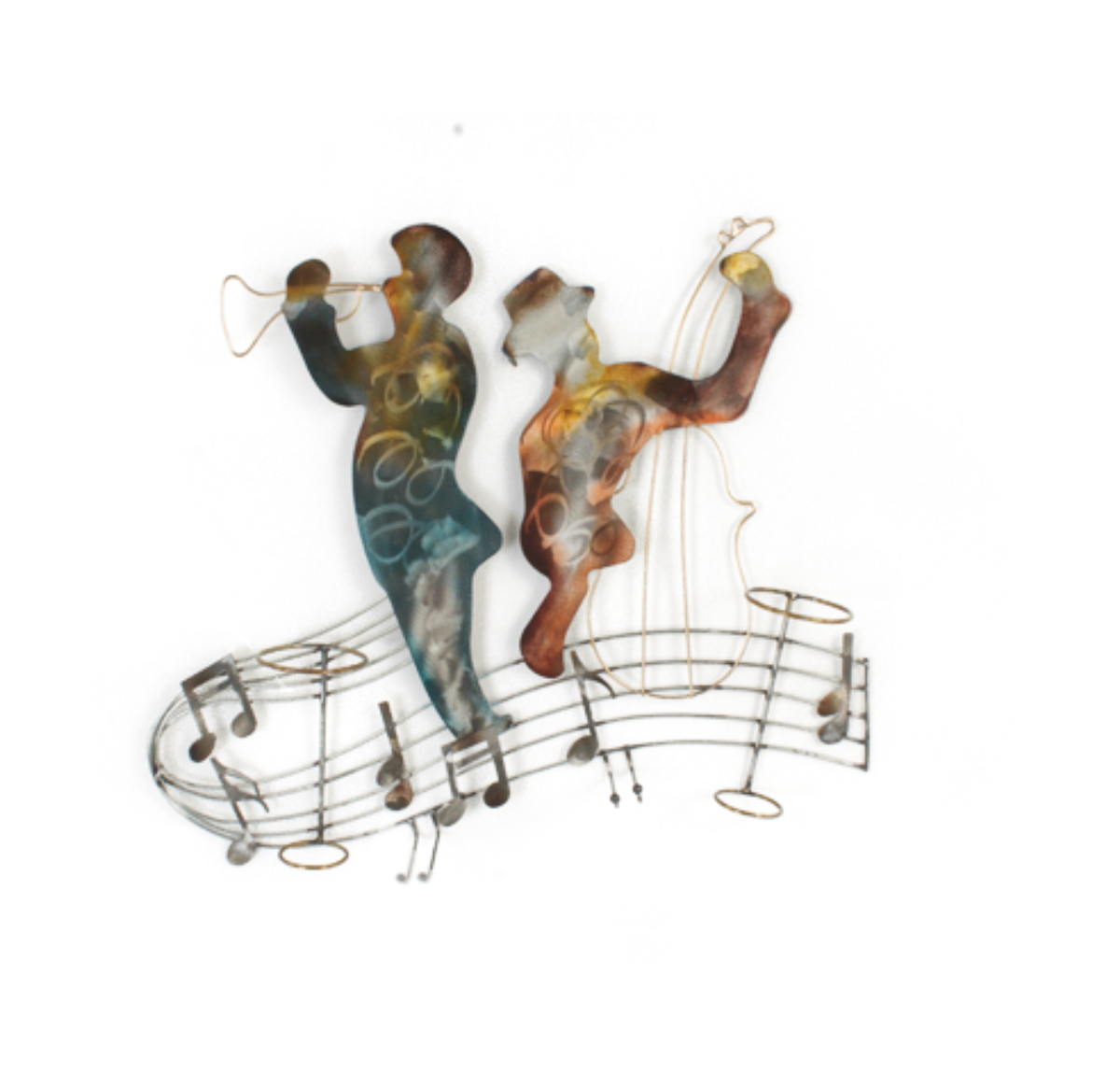 Musicians on Stave Metal Art Wall Hanging - multi