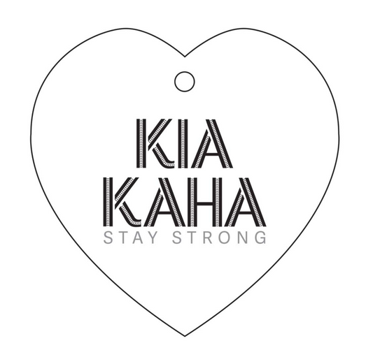 Kia Kaha Heart Ceramic Wall Hanging - White/Black
