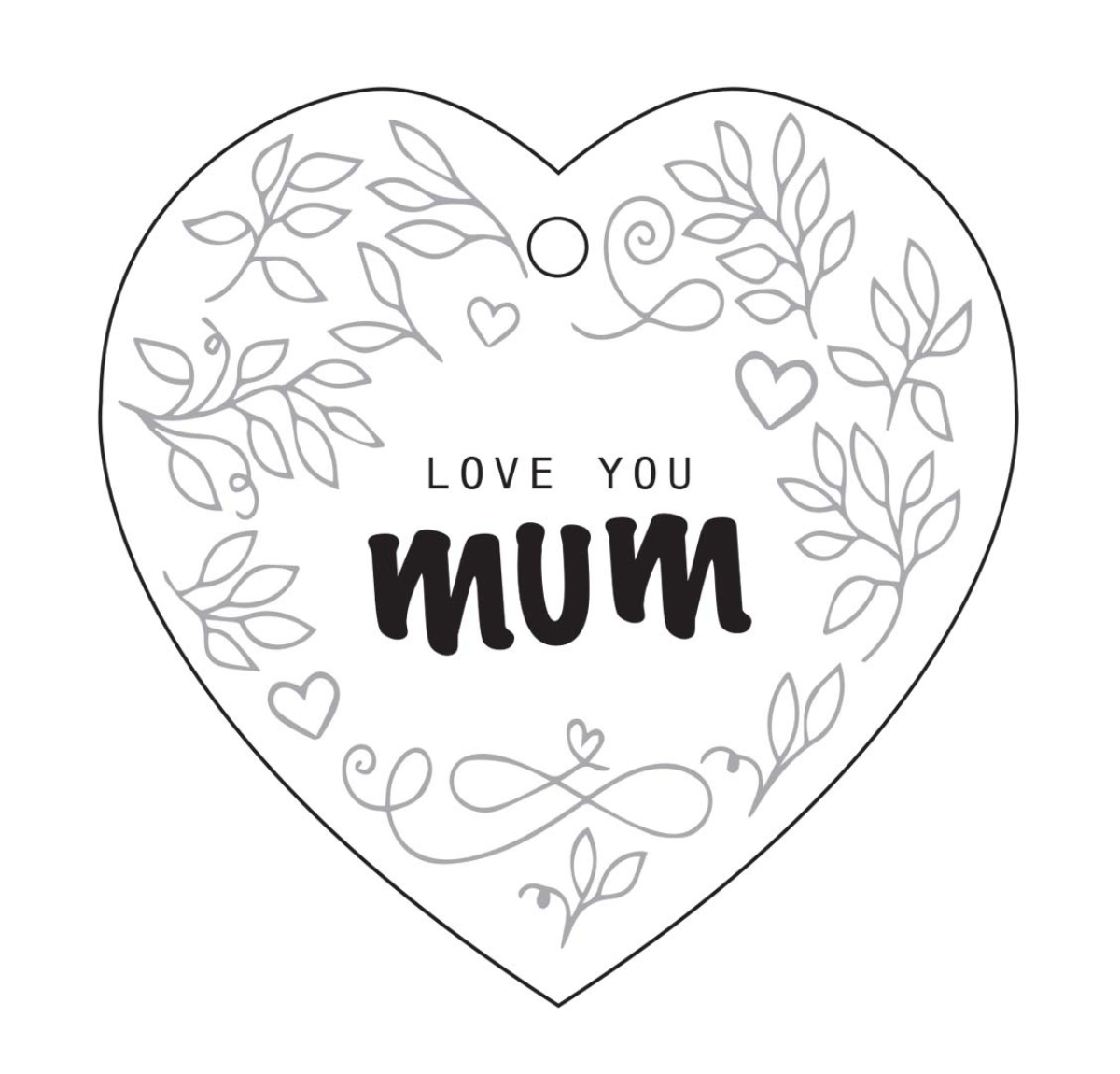 Mum Heart Ceramic Wall Hanging - White/Black