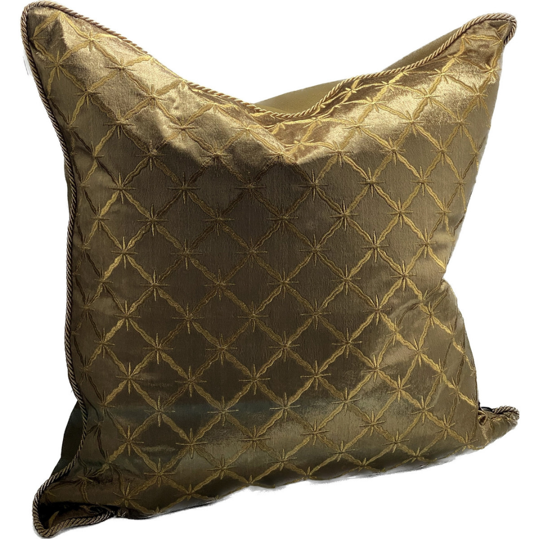 Sanctuary Hand Embroidered Cushion Cover - gold-brown