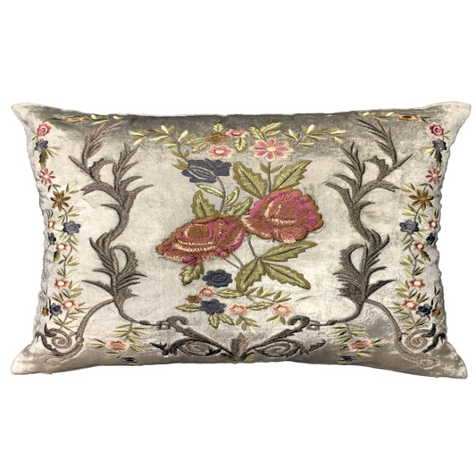 Sanctuary Hand Embroidered Cushion Cover - Multicoloured flowers