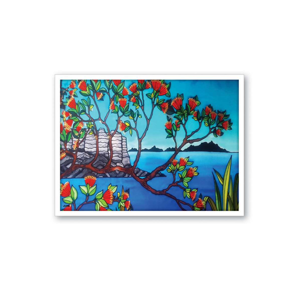 Pohutukawa & Coastline Framed Canvas Wall Art Print