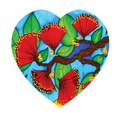 Pohutukawa Heart Ceramic Wall Hanging - multi