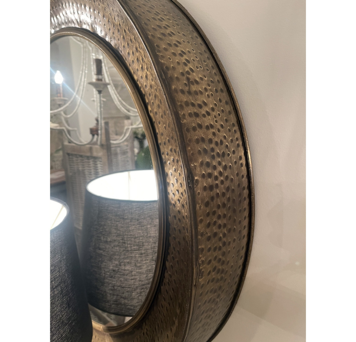 Greek Round Wall Hanging Metal Mirror - Gold