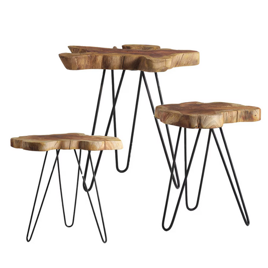 Set of 3 Nori Teak Side Table Nest