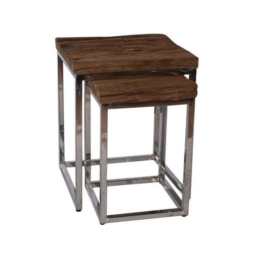 Reclaimed Teak Nest Side Table Set of 2