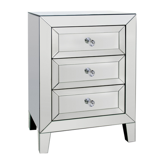 Palisade 3 Drawer Mirrored Bedside Table