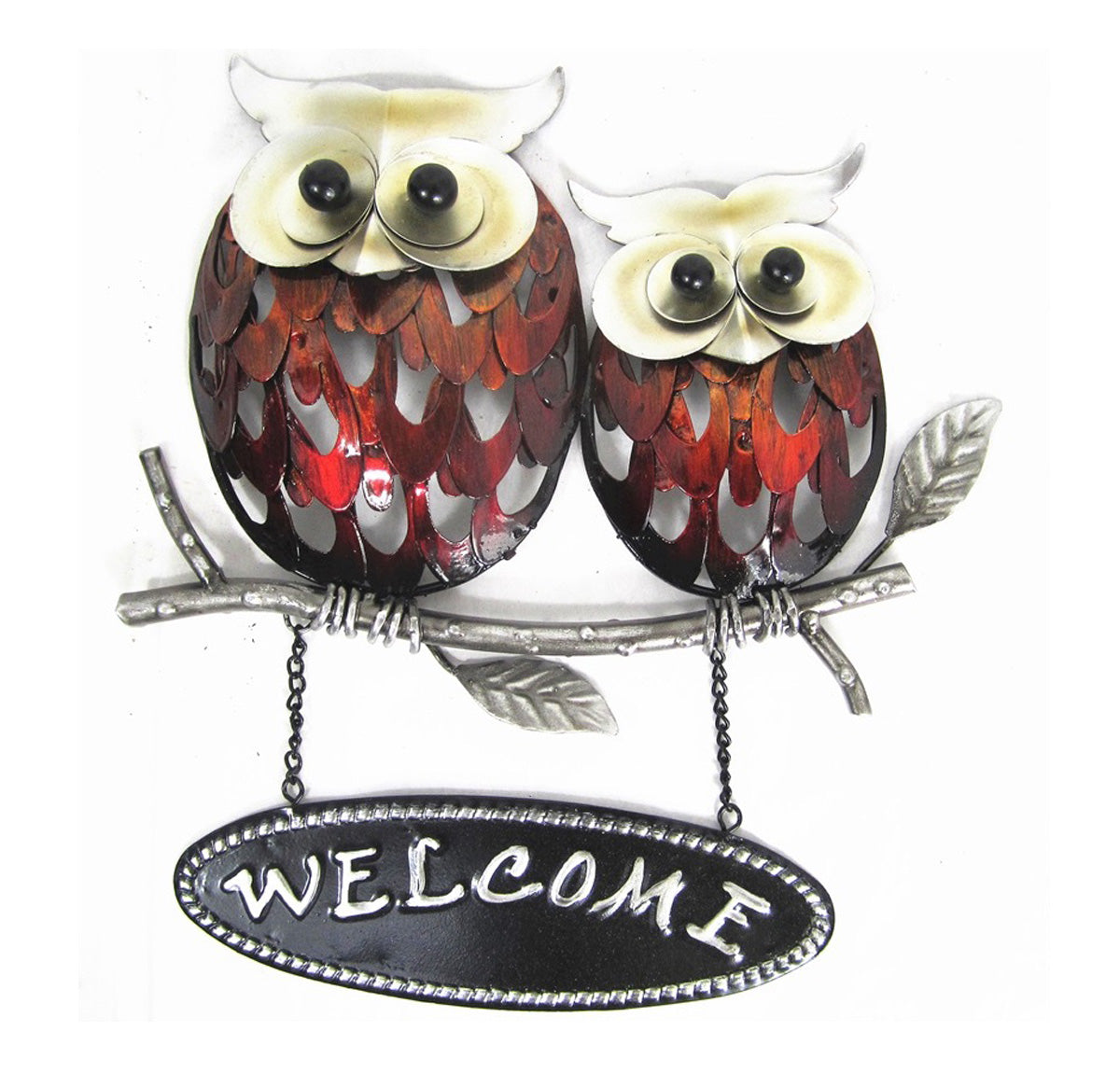 Owl Welcome Sign - Metal Wall Hanging
