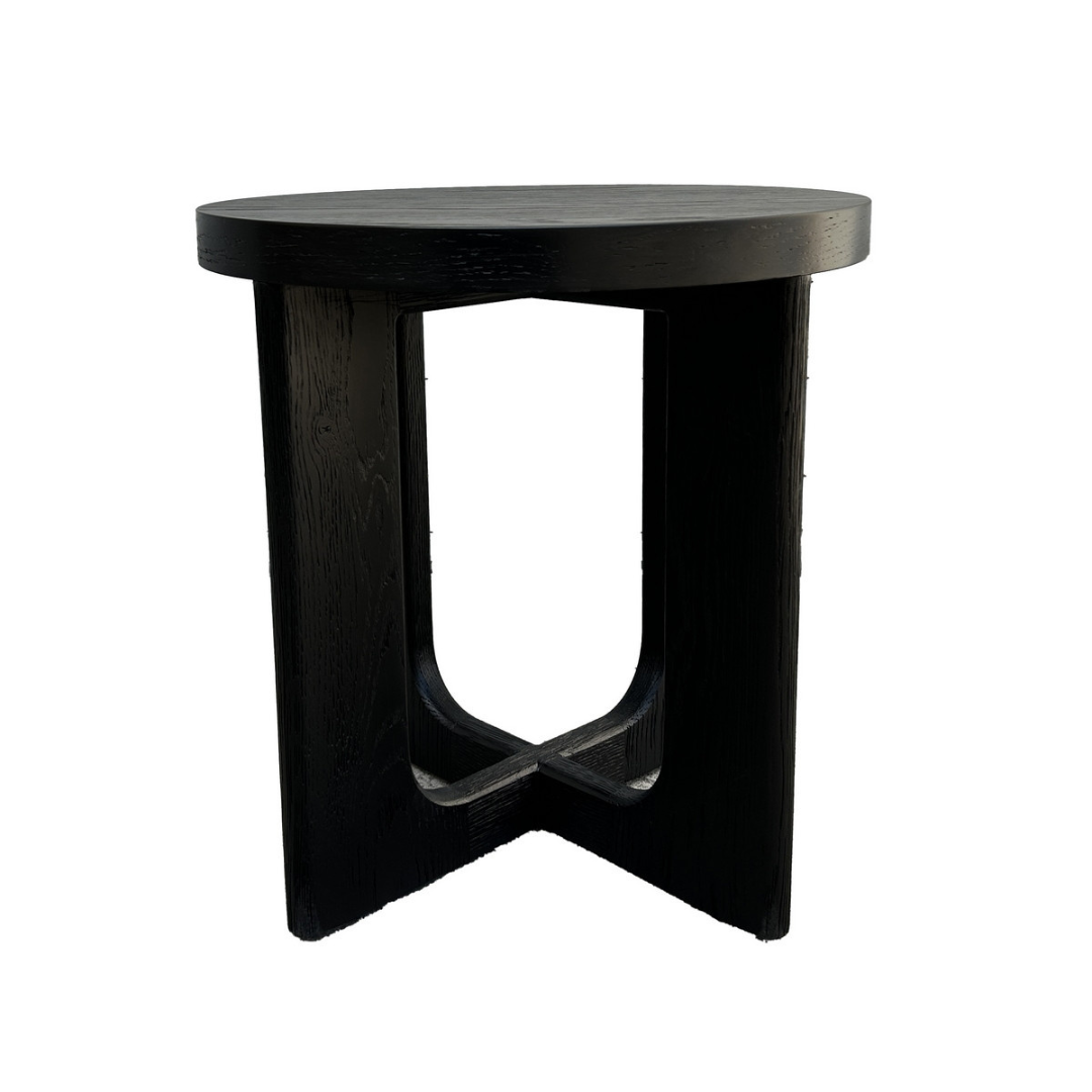 Carlton Round Side Table - Black Oak