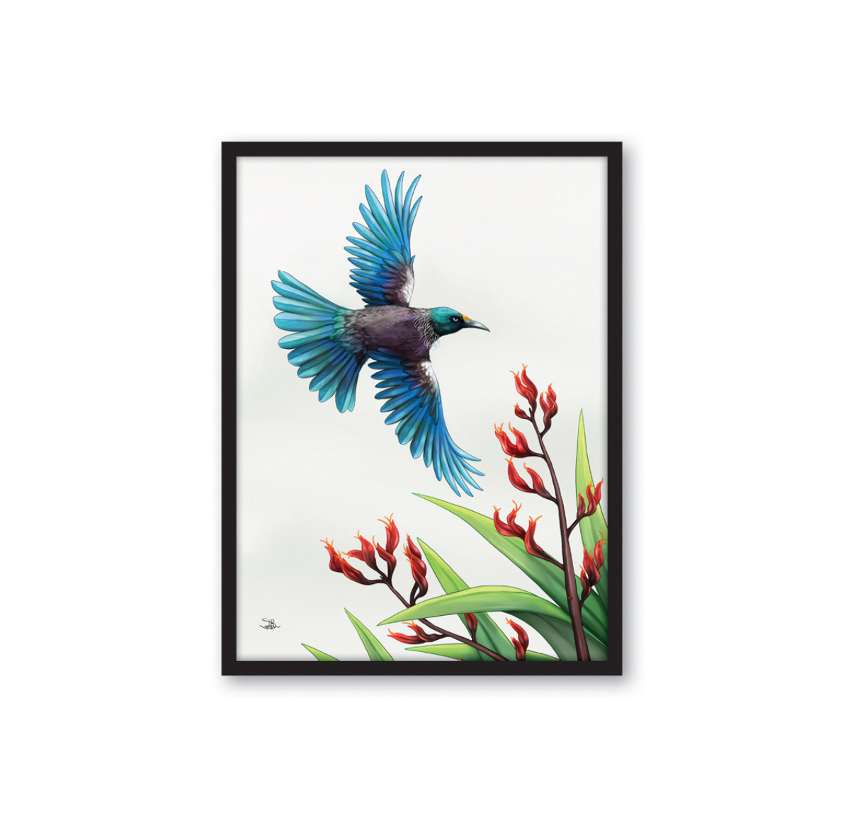 Tui In Flight Framed Canvas Wall Art Print - Small