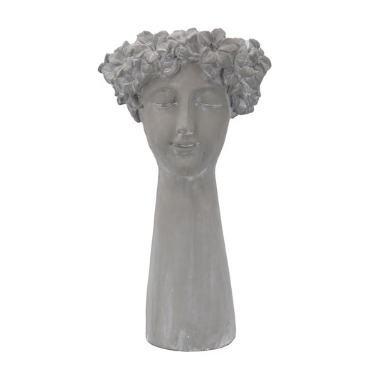 Cement Head Tall Flower Vase