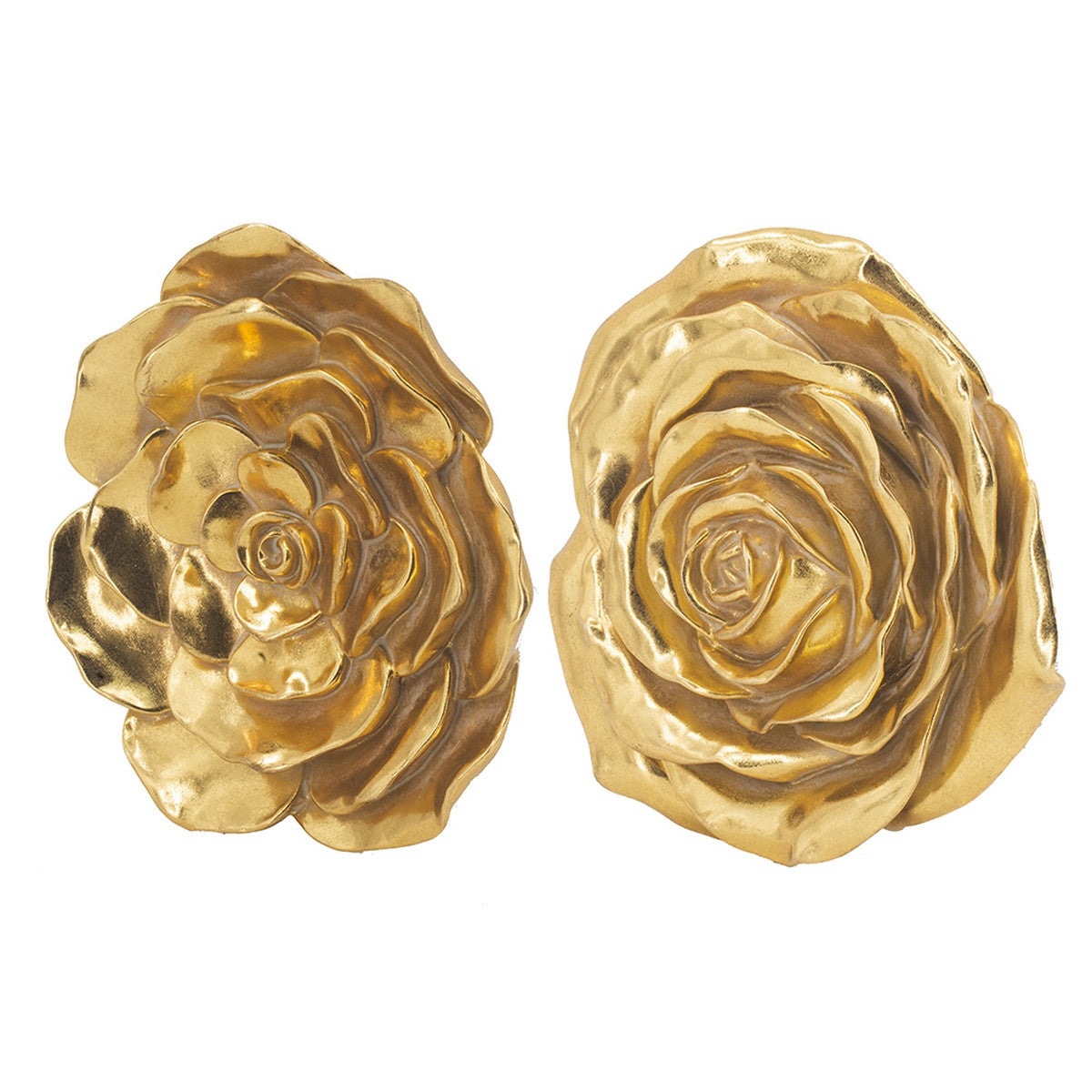 Gold Floral Wall Hanging Plaque - set of 2