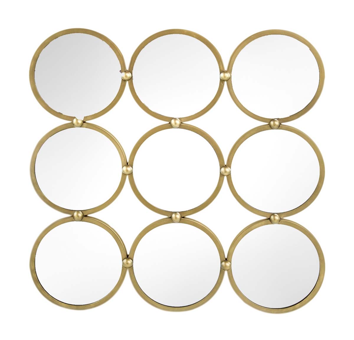 Circles Wall Hanging Metal Mirror - Gold