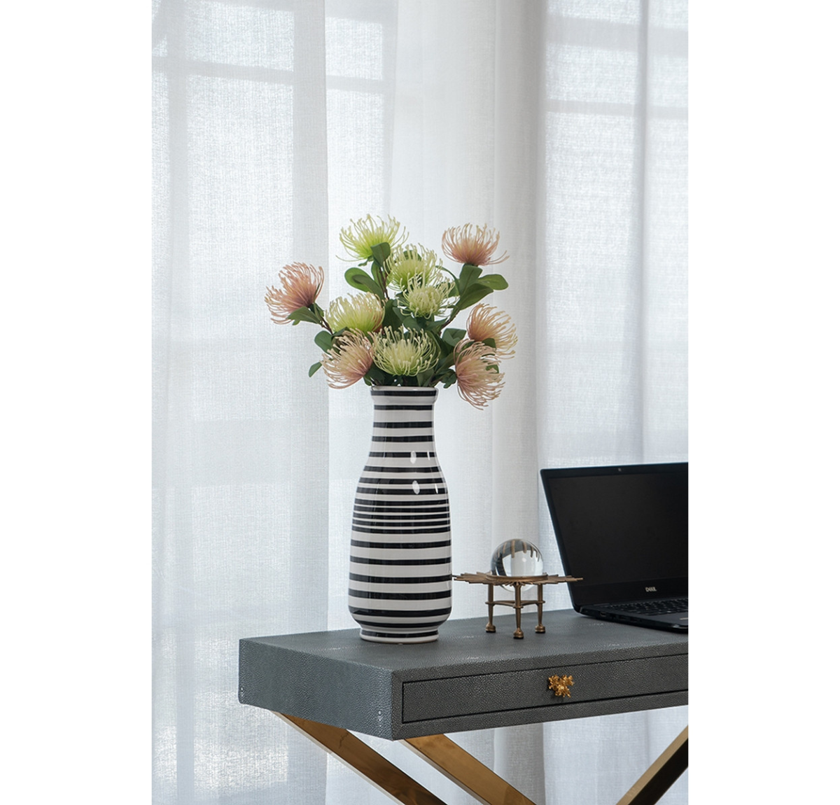 Handpainted Ceramic Vase - black & white - 280mm tall