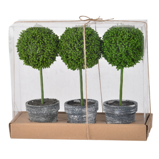 Artificial Mini Topiary In A Box - 3 pcs