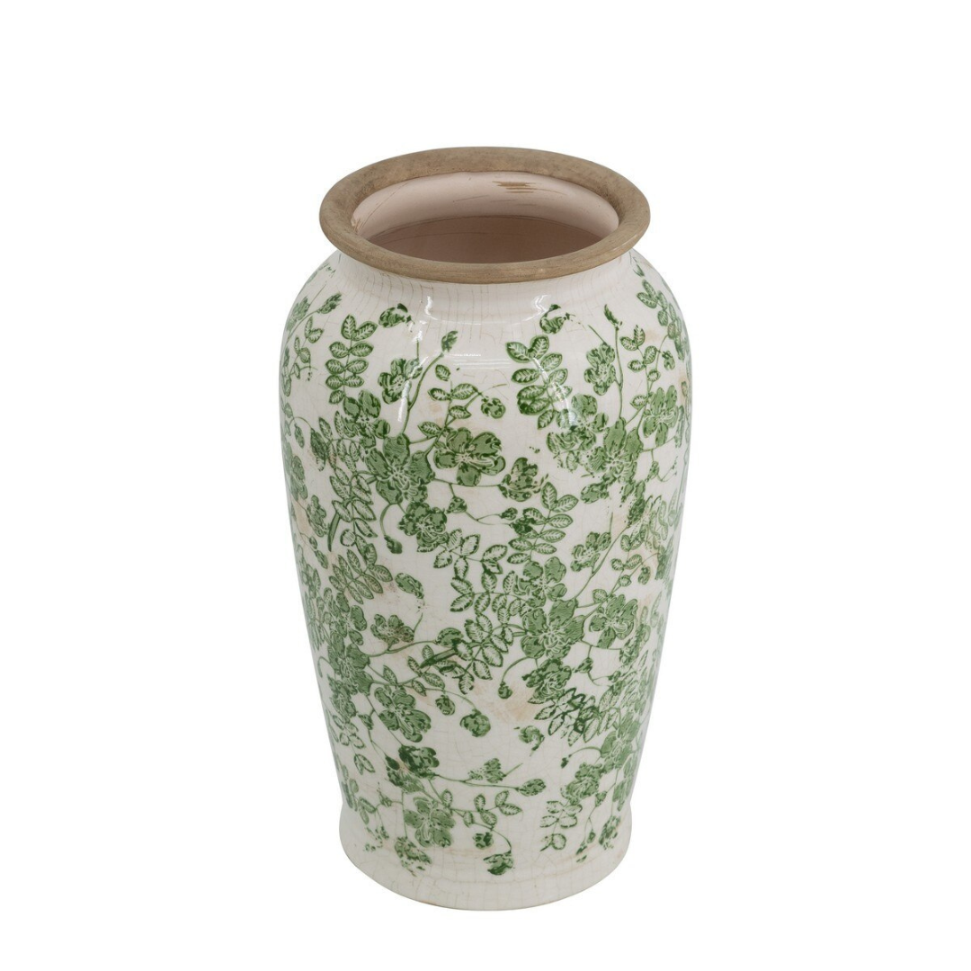 Ceramic Flower Vase small - Green/White