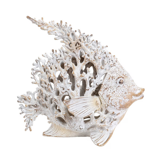 Coral Look Angelfish -Figurine - white