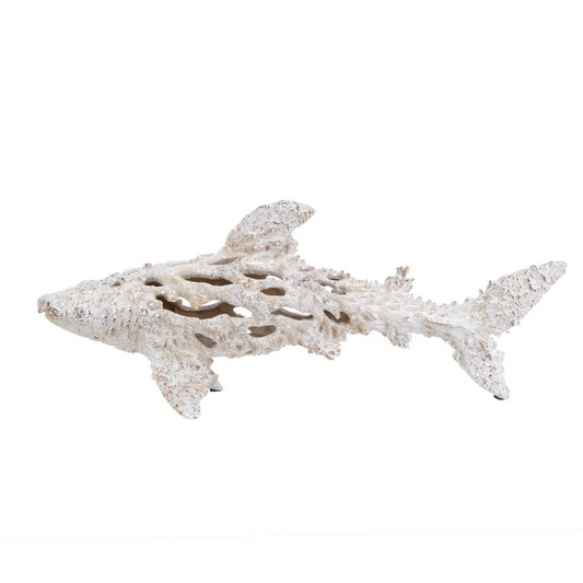 Coral Look Shark Figurine - white