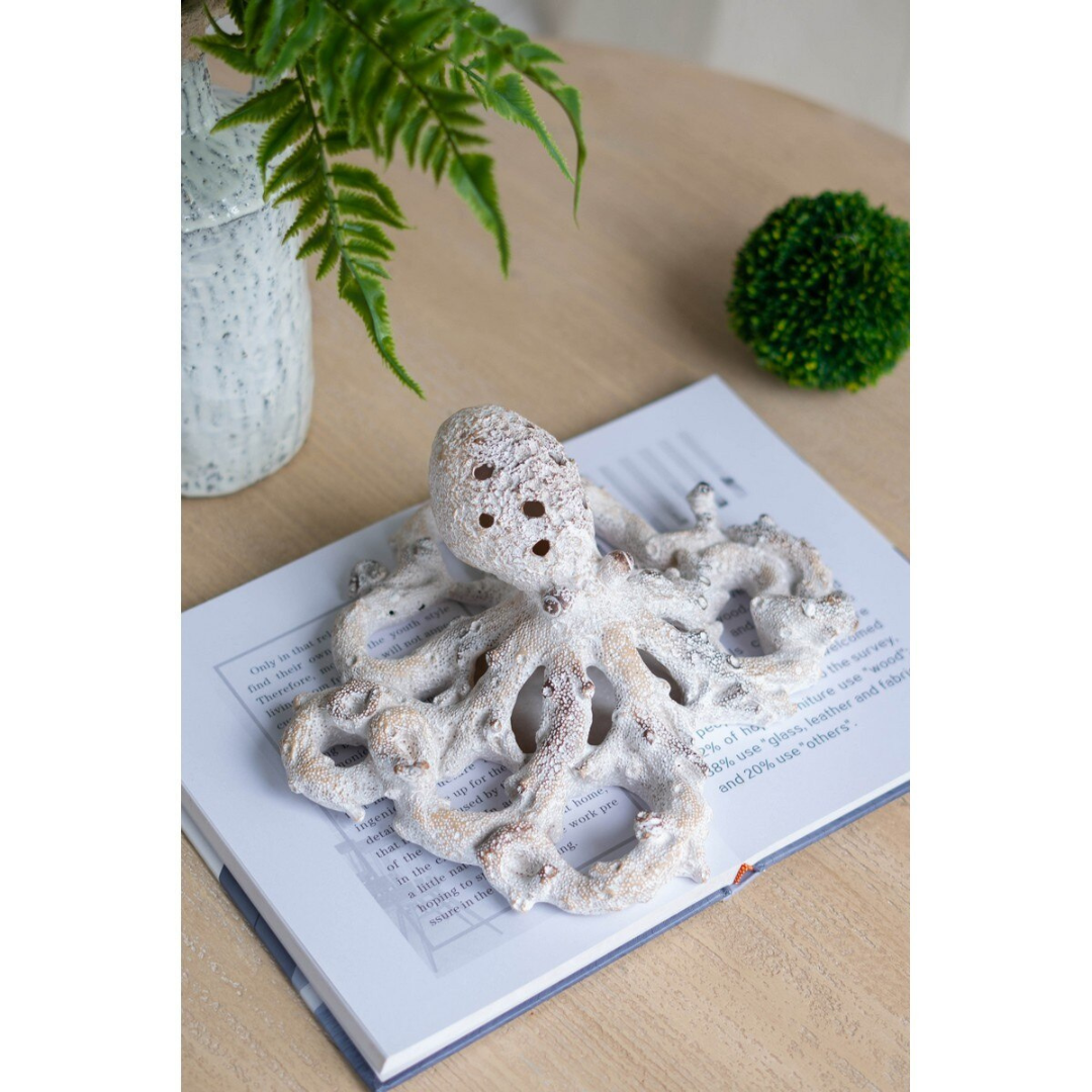 Coral Look Octopus Figurine - white