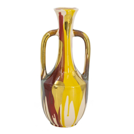 Ceramic Vase with 2 Handles large - multi coloured