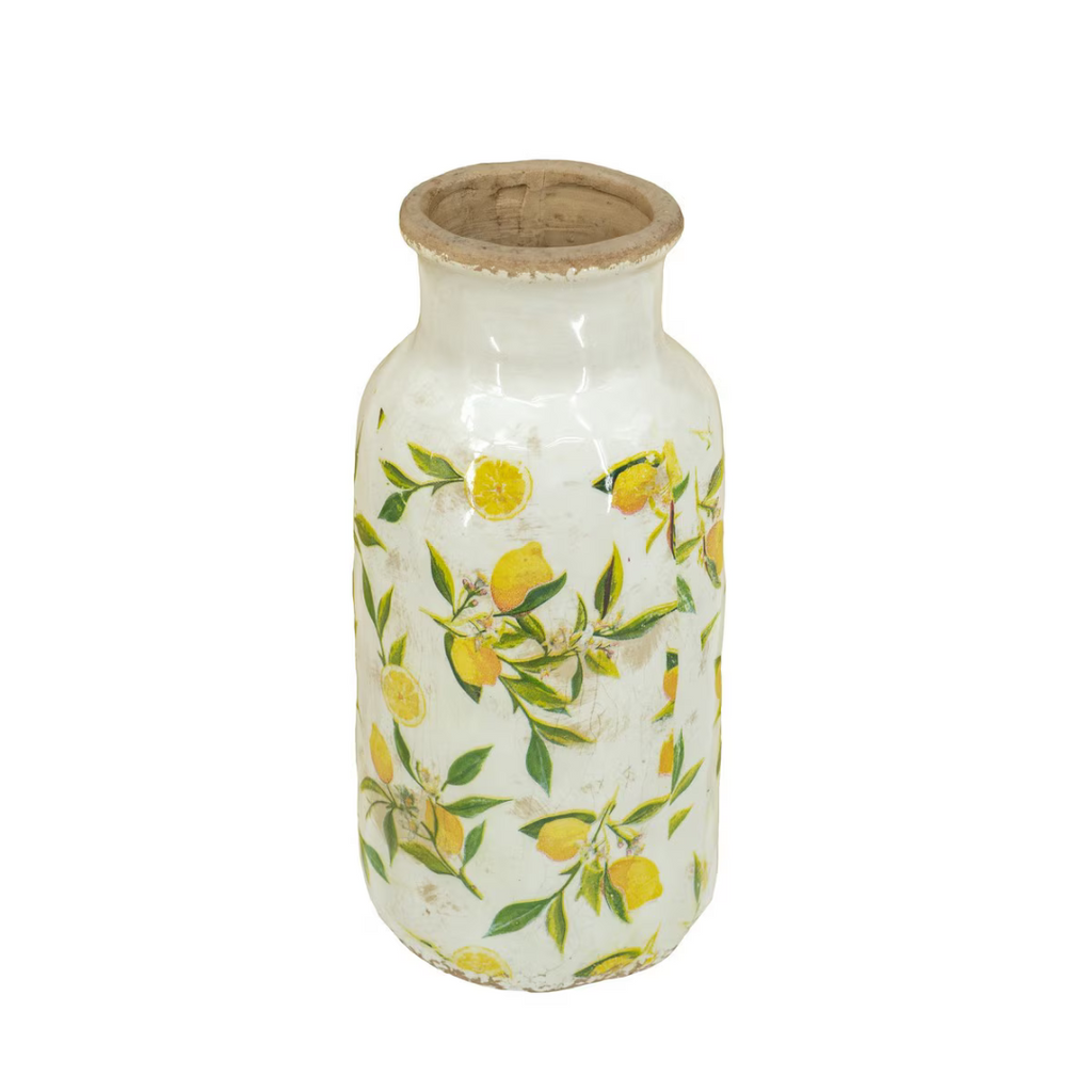 Lemon & Leaves Ceramic Vase - small
