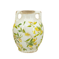 Lemon & Leaves Ceramic Vase with handles