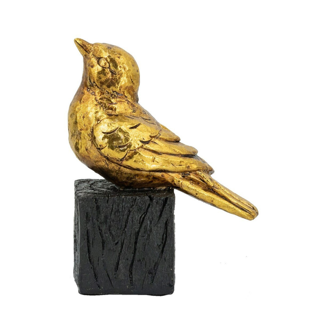 Golden Sentinel Bird Statue - Gold - resin