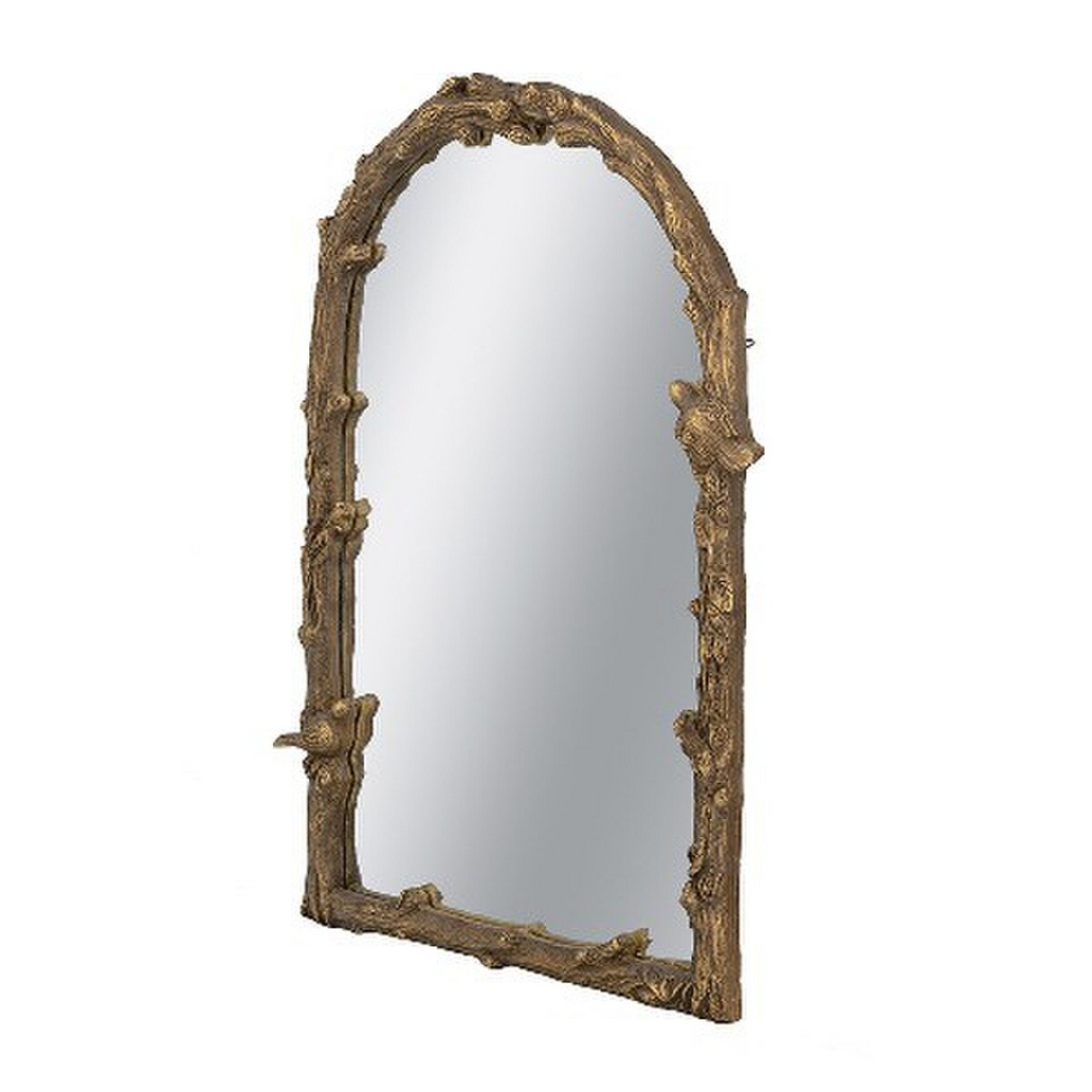 Branches with Birds Wall Hanging Mirror - gold