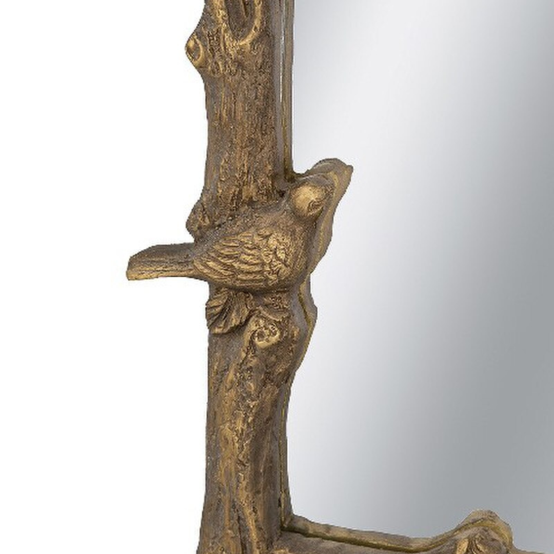 Branches with Birds Wall Hanging Mirror - gold