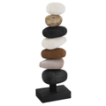 Stacking rock table accent sculpture in paulownia wood with natural grain finish, 800mm tall