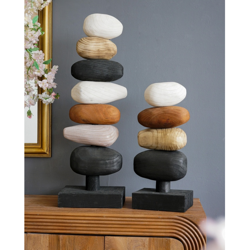 Stacking Rock Table Accent — Paulownia Wood