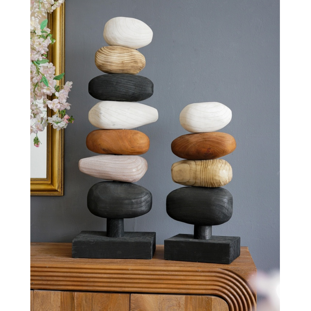 Stacking Rock Table Accent — Paulownia Wood